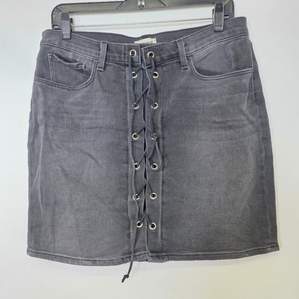 L'Agence Portia Front Lace Up Skirt Vintage Black